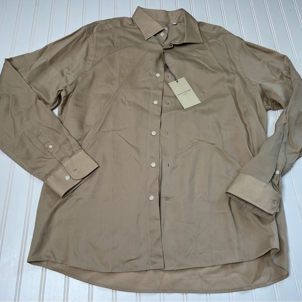 Jack Victor Men's Tencel Button Up Shirt Tan XL NEW 922